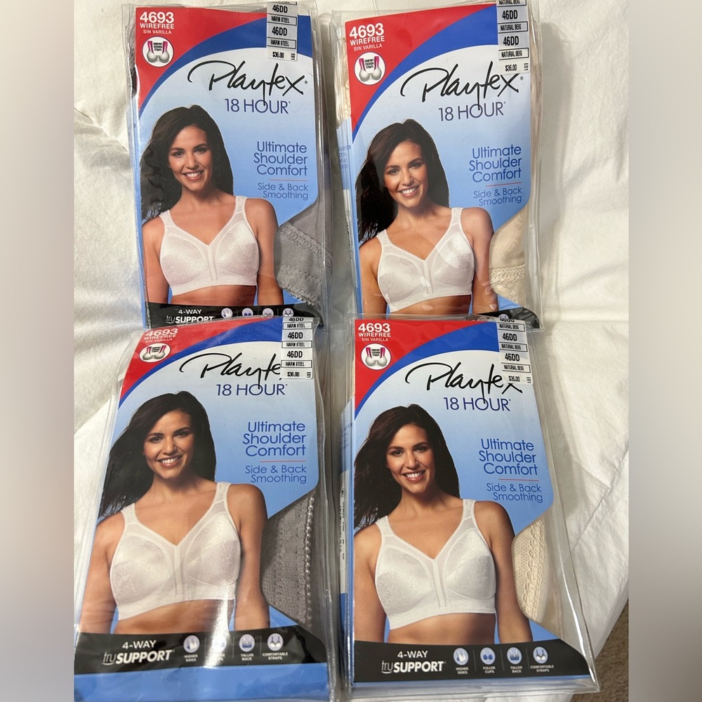 Set of 4 NWT Women's Plus Size Playtex 18 hour 4693, size 46DD.
